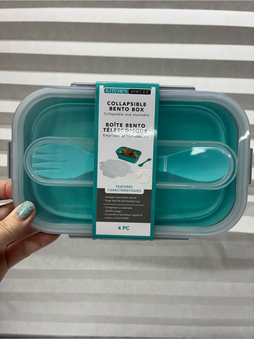 Collapsible Bento box teal lunch dinner on the go new in package